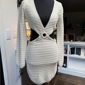 Forever 21 Cream Cutout Ring-Front Mini Dress